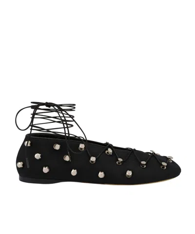 MOSCHINO EYELET-EMBELLISHED BALLERINA SHOES