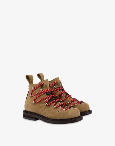 Moschino Trekking Suede Boots In Sand