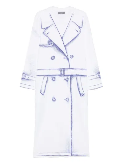 Moschino Trench Coat-print Maxi Dress In White