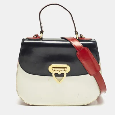Pre-owned Moschino Tricolor Patent Leather Flap Shoulder Bag In Multi