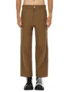 Moschino Straight-leg Tricot Pants With Utilitarian Details In Brown