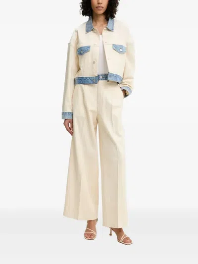 Moschino Trimmed Denim Jacket In Blue