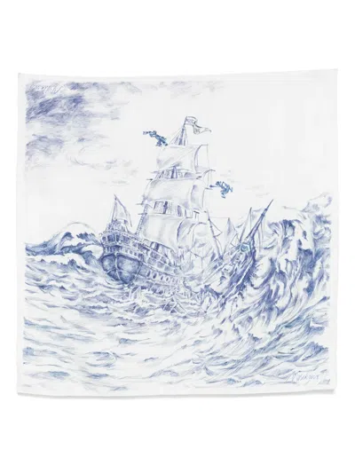 Moschino Trompe-l'oeil Scarf In Blue