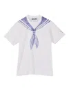 Moschino T-shirt In Interlock Di Cotone Con Stampa In White