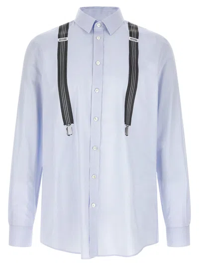 Moschino Button-down Shirt With Playful Suspenders Detail In White