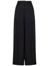 Moschino Wide-leg Trousers In Black Virgin Wool With Double Pleat Design In Black