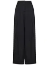 Moschino Wide-leg Trousers In Black Virgin Wool With Double Pleat Design In Black