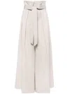 Moschino Pleated Twill Wide Trousers In Beige
