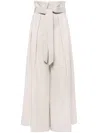 Moschino Pleated Twill Wide Trousers In Beige