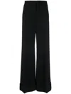 Moschino Cuffed Palazzo Trousers In Wool Gabardine In Black