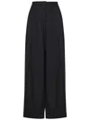 Moschino Wide-leg Trousers In Black Virgin Wool With Double Pleat Design In Black