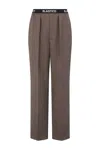 Moschino Virgin-wool Twill Trousers In Brown