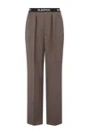 Moschino Virgin-wool Twill Trousers In Brown