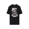 Moschino Black Cotton T-shirt With Playful Bear Graphic In Black