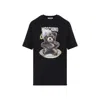 Moschino Black Cotton T-shirt With Playful Bear Graphic In Black