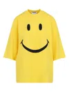 Moschino Smiley Face Graphic T-shirt In Bright Yellow Cotton