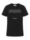 Moschino Organic Cotton Jersey T-shirt Decorated In Black