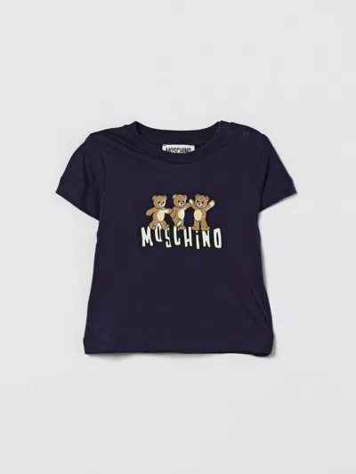 Moschino Babies'  Teddy Cotton T-shirt In Blue