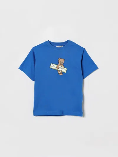 Moschino Kids' Crewneck Graphic T-shirt In Blue