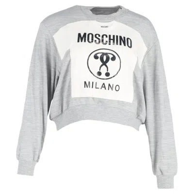Moschino T-shirt Print Crewneck Sweater In Grey Cotton In Gray