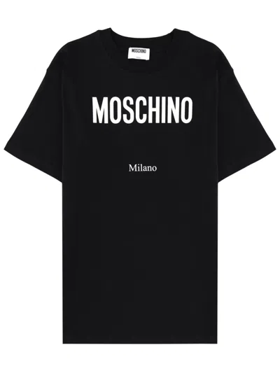 Moschino Logo Print Crewneck T-shirt In Black
