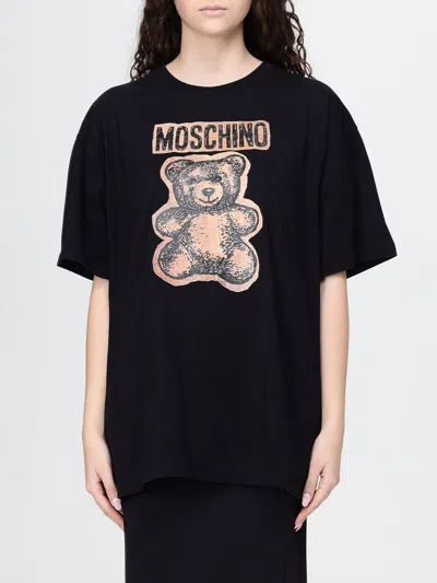 Moschino Logo-print Teddy Bear T-shirt In Black