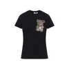 Moschino Crew Neck Graphic Print Short Sleeve Top In Black