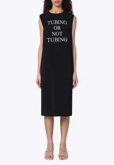 Moschino Tubino Or Not Tubino Print Dress In Black