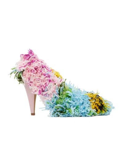 Moschino Tufted High Heels In Multi