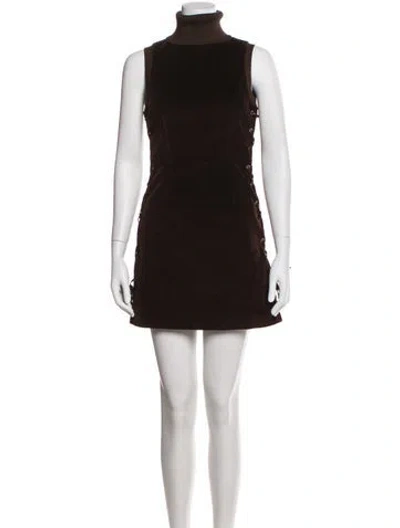Pre-owned Moschino Turtleneck Mini Dress In Brown