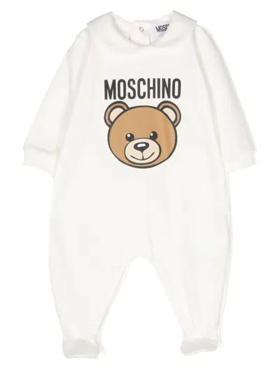 Moschino Babies' Tutina Con Stampa Teddy Bear In White