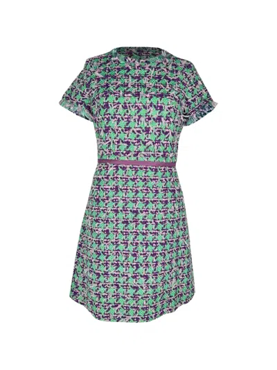 Pre-owned Moschino Tweed Mini Dress In Green