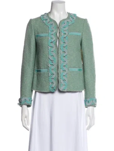 Pre-owned Moschino Tweed Pattern Jacket In Green