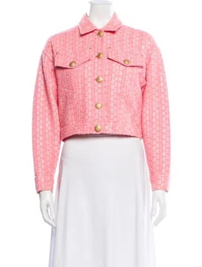 Pre-owned Moschino Tweed Pattern Jacket In Pink