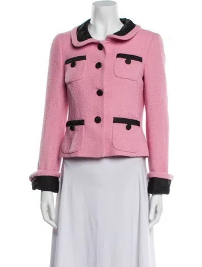 Pre-owned Moschino Tweed Pattern Jacket In Pink