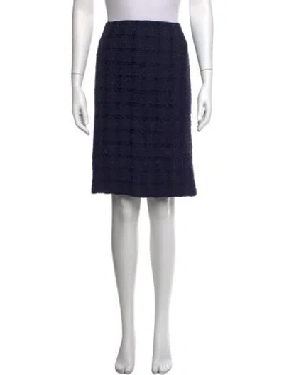 Pre-owned Moschino Tweed Pattern Knee-length Skirt In Blue