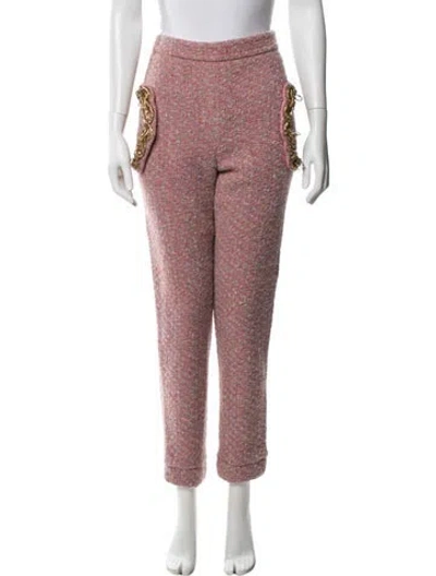Pre-owned Moschino Tweed Pattern Straight Leg Pants In Pink