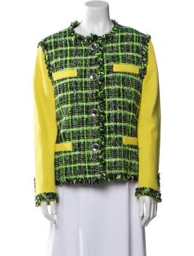 Pre-owned Moschino Tweed Printed Evening Jacket In Green