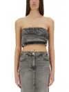 Moschino Denim Skirt With Back Pockets And Belt Loops In Grey
