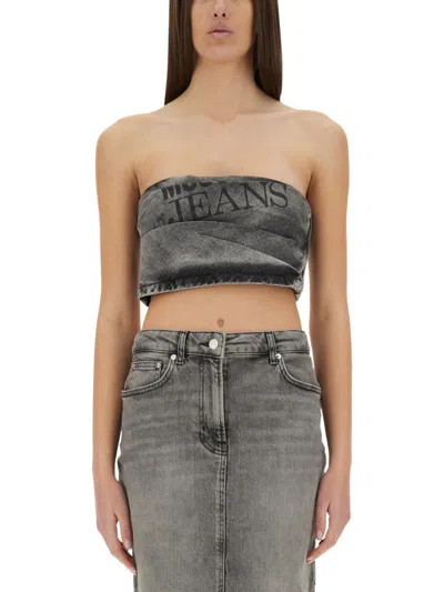 MOSCHINO MOSCHINO TWISTED GREY DENIM TOP