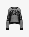 Moschino Twisted Shiny Knit Pullover Maxi Logo In Black