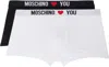 Moschino Two-pack Black & White 'my Valentine' Boxers In Multi Black