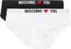 Moschino Two-pack Black & White 'my Valentine' Briefs In Multi Black