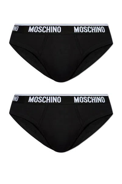 Moschino Two-pack Of Briefs With Logo In Black