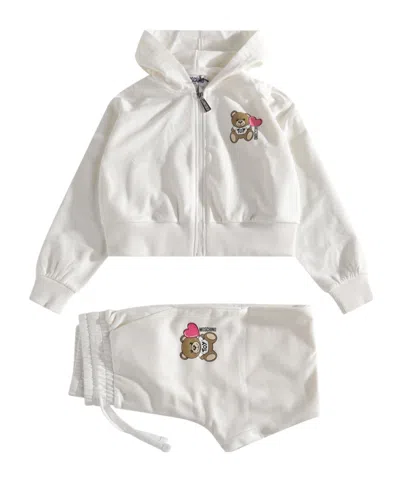 Moschino Two-piece Set With Zippered Hoodie And Sweatpants In White