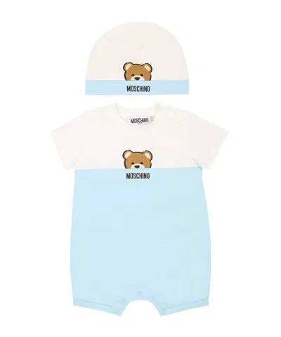 Moschino Two-piece Short-sleeved Jumpsuit And Hat In Blue