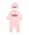 Moschino Two-piece Teddy Bear Pattern Jumpsuit And Hat In Pink
