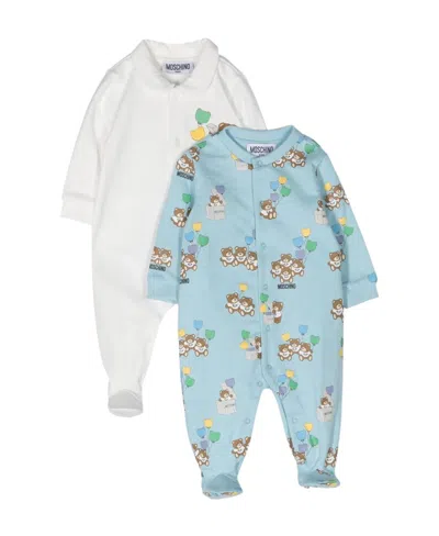 Moschino Two Pieces Of Teddy Bear Printed Jumpsuit In Blue