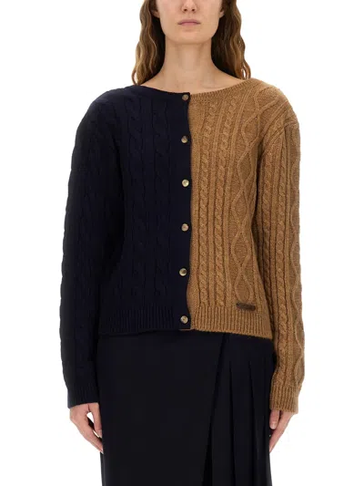 MOSCHINO TWO-TONE ALPACA BLEND CARDIGAN