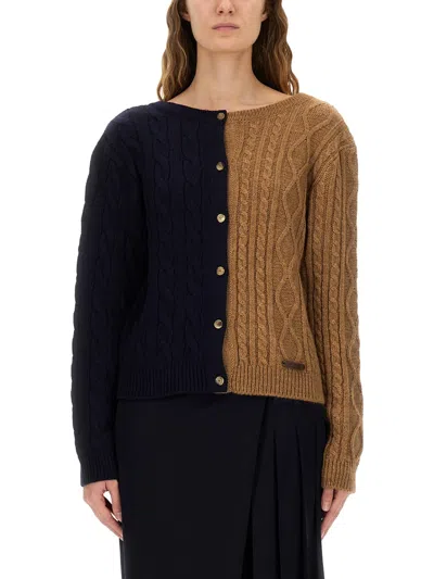 MOSCHINO MOSCHINO TWO TONE ALPACA BLEND CARDIGAN